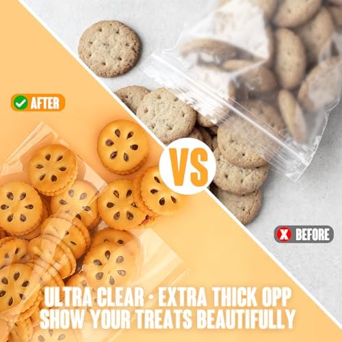 Bolsas de Celofán Horbin 100 Piezas con Cierres, 6×10 Pulgadas, Bolsas Transparentes para Comida, Galletas, Dulces y Regalos para Fiestas. - imagen 4