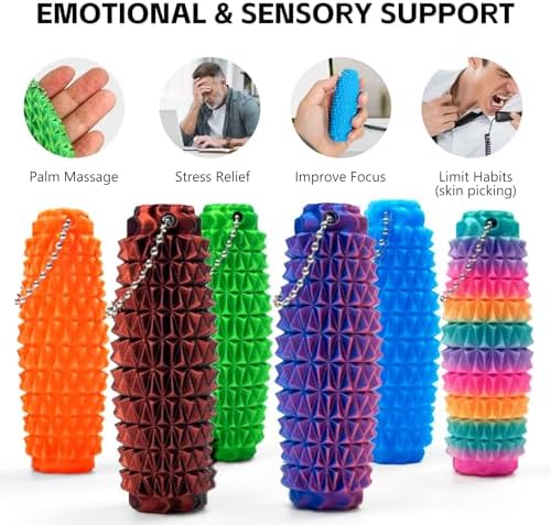 6 PZS Llaveros Sensoriales para Alivio del Estrés, Cambian de Color y Brillan, Textura Única para Adultos, Alivio del Dolor y Mejora de la - imagen 6