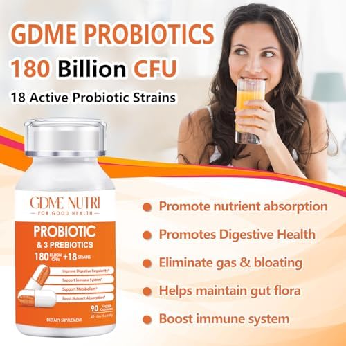Cápsulas Probióticas GDMENUTRI, 90 Cápsulas, 180 Mil Millones de CFU, 18 Cepas, 3 Prebióticos, Suplemento Dietético Diariamente para Hombres y - imagen 4