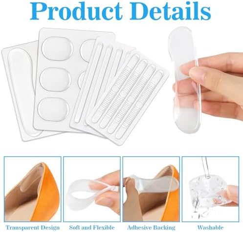 LLMSIX 34 Piezas de Grip de Silicón para Talones, Tiras Antideslizantes Transparentes Autoadhesivas para Zapatos, Tacones Altos y Sneakers para - imagen 3