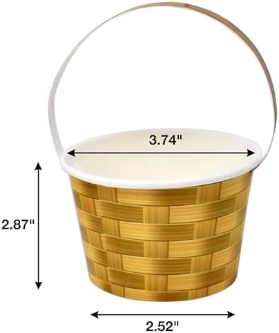 Copa Desechable de Papel con Asa 10 Oz. - 50 Piezas de Regalo Boutique para Pascua, Diseño Trenzado, Ideal para Postres y Decoraciones de Fiesta - imagen 3