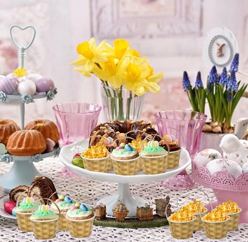 Copa Desechable de Papel con Asa 10 Oz. - 50 Piezas de Regalo Boutique para Pascua, Diseño Trenzado, Ideal para Postres y Decoraciones de Fiesta - imagen 4