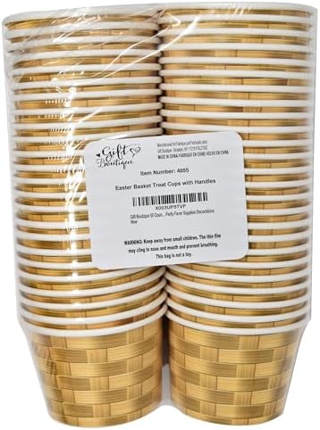 Copa Desechable de Papel con Asa 10 Oz. - 50 Piezas de Regalo Boutique para Pascua, Diseño Trenzado, Ideal para Postres y Decoraciones de Fiesta - imagen 8