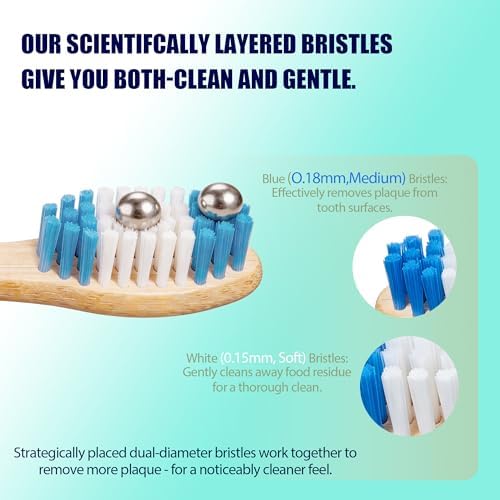 Cepillos de Dientes de Bambú YICHISONIC, 2 en 1 con Cerda Suave y Media, Biodegradables y Sin BPA, Paquete de 10 para Adultos, Ideal para Casa y - imagen 2
