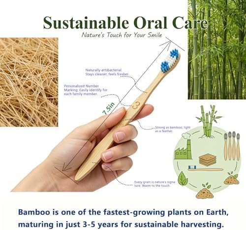 Cepillos de Dientes de Bambú YICHISONIC, 2 en 1 con Cerda Suave y Media, Biodegradables y Sin BPA, Paquete de 10 para Adultos, Ideal para Casa y - imagen 5