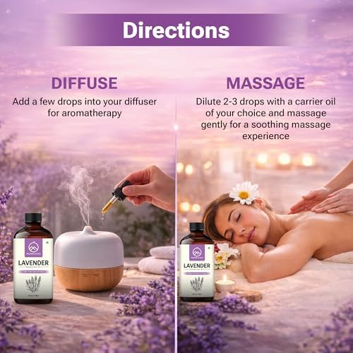 Aceite Esencial de Lavanda – Aceite de Lavanda para Difusor, Aromaterapia, Sueño, Piel y Cabello – Grande 4 fl oz con Gotero de Vidrio – ROOTED & RAW - imagen 4