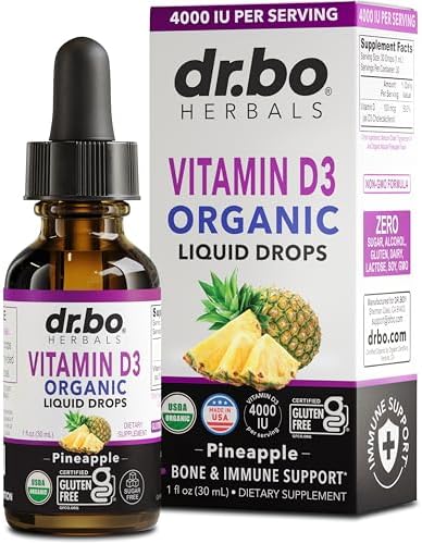 Gotas Líquidas de Vitamina D3 Orgánica - Suplemento Vegano de 4000 IU para Adultos y Niños, Salud Inmunológica y Ósea, 30 Porciones - imagen 1