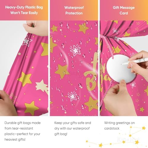 KIDAJOY Bolsa de Regalo Jumbo Rosa Extra Grande 36x56 Pulgadas para Cumpleaños de Niñas con Estrellas Doradas, Fiesta y Decoraciones - imagen 3