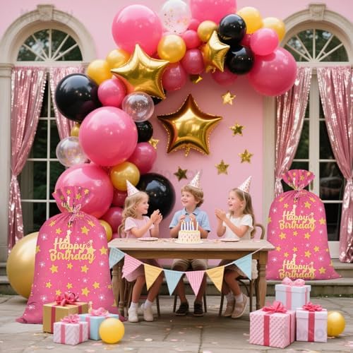 KIDAJOY Bolsa de Regalo Jumbo Rosa Extra Grande 36x56 Pulgadas para Cumpleaños de Niñas con Estrellas Doradas, Fiesta y Decoraciones - imagen 5