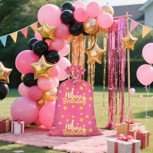 KIDAJOY Bolsa de Regalo Jumbo Rosa Extra Grande 36x56 Pulgadas para Cumpleaños de Niñas con Estrellas Doradas, Fiesta y Decoraciones - imagen 6