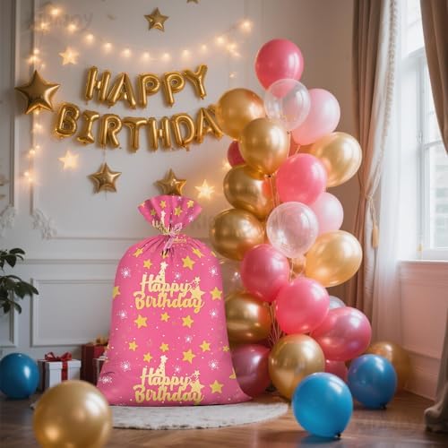 KIDAJOY Bolsa de Regalo Jumbo Rosa Extra Grande 36x56 Pulgadas para Cumpleaños de Niñas con Estrellas Doradas, Fiesta y Decoraciones - imagen 8