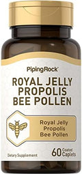 Piping Rock Jalea Real, Propóleo y Polen de Abeja | 60 Tabletas | Suplemento Vegetariano, Sin OGM, Libre de Gluten - imagen 1