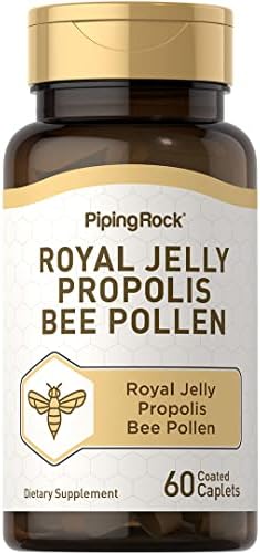 Piping Rock Jalea Real, Propóleo y Polen de Abeja | 60 Tabletas | Suplemento Vegetariano, Sin OGM, Libre de Gluten - imagen 1