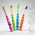 Cepillo de Dientes B Rush® para Niños y Niñas - Paquete de 4 - Cerdas Suaves y Base con Ventosa para Almacenamiento Divertido - Tamaño Infantil para - imagen 1