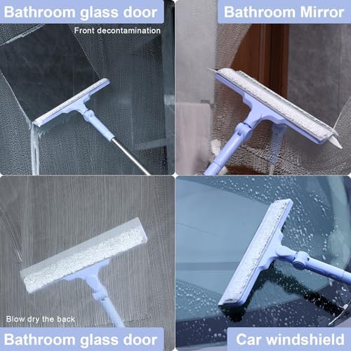 Limpiador de Ducha con Cuchilla de 12 y Mango de 15, Squeegee para Puertas de Vidrio, Azulejos, Autos y Parabrisas - Herramienta de Limpieza para el - imagen 2