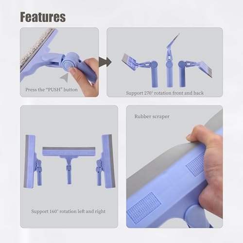 Limpiador de Ducha con Cuchilla de 12 y Mango de 15, Squeegee para Puertas de Vidrio, Azulejos, Autos y Parabrisas - Herramienta de Limpieza para el - imagen 5