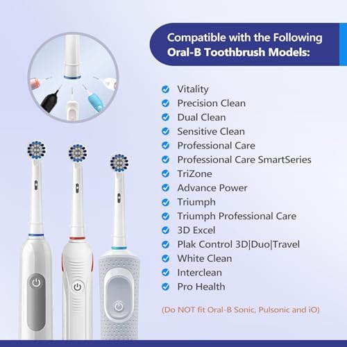 Paquete de 8 Cabezas de Cepillo de Repuesto Compatibles con Cepillos Eléctricos Braun Oral-B Professional Care 500, 600, 1000, 2000, 2500, 3000, - imagen 3