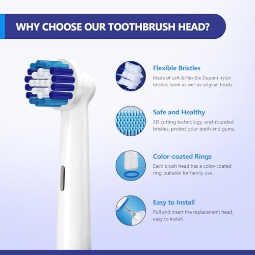 Paquete de 8 Cabezas de Cepillo de Repuesto Compatibles con Cepillos Eléctricos Braun Oral-B Professional Care 500, 600, 1000, 2000, 2500, 3000, - imagen 4