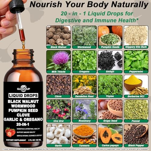 Limpiador de Ajenjo, Nogal Negro y Clavo para Humanos - Suplemento Herbal Orgánico 20 en 1 con Semillas de Calabaza, Ajo, Orégano y Cúrcuma para - imagen 2