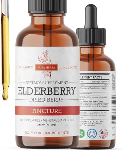 Tinción de Saúco Pura Herba – Extracto Orgánico de Saúco en Gotas – Suplemento Herbal Sambucus – Apoyo Inmunológico – Mezcla de Flor y Fruto de Saúco - imagen 1