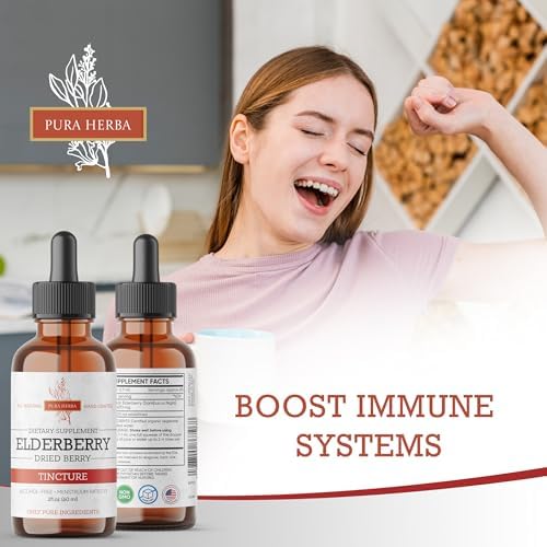 Tinción de Saúco Pura Herba – Extracto Orgánico de Saúco en Gotas – Suplemento Herbal Sambucus – Apoyo Inmunológico – Mezcla de Flor y Fruto de Saúco - imagen 3