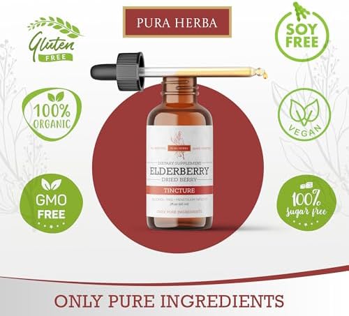 Tinción de Saúco Pura Herba – Extracto Orgánico de Saúco en Gotas – Suplemento Herbal Sambucus – Apoyo Inmunológico – Mezcla de Flor y Fruto de Saúco - imagen 5