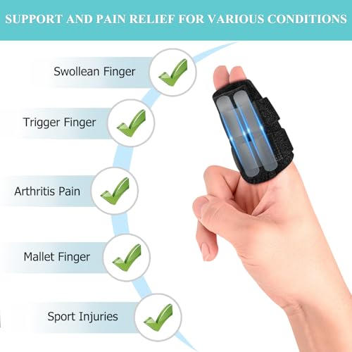 Férula para Dedo VHOPMORE con 2 Barras de Soporte Metálicas, Ajustable para Alivio de Dolor en Dedos Mediano, Índice, Anular y Meñique - Ideal para - imagen 2