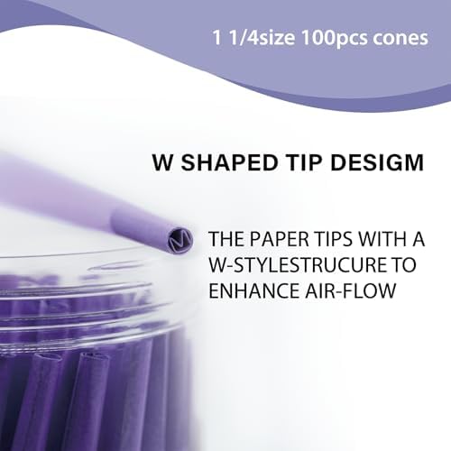 Paquete de 100 Conos Preenrollados Morados | Conos de Papel para Fumar Tamaño King de 108 MM con Cargador y Palitos para Empacar - imagen 7
