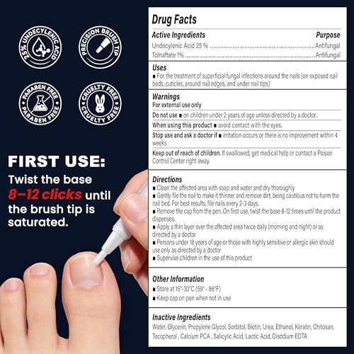 Tratamiento para Hongos en Uñas Extra Fuerte, Lápiz para Hongos en Uñas y Dedos con 25% Ácido Undecilénico y 1% Tolnaftato para Mejorar Uñas - imagen 8