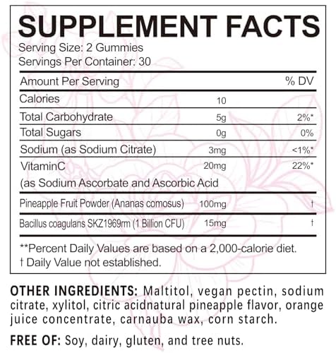 Yalei Gomas Premium 4 en 1 para el Balance Femenino y PH - Soporte Inmunológico y Olor Saludable - Veganas, No GMO - Piña Hawaiana, 60 piezas - imagen 3