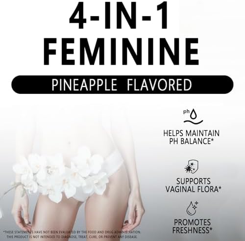 Yalei Gomas Premium 4 en 1 para el Balance Femenino y PH - Soporte Inmunológico y Olor Saludable - Veganas, No GMO - Piña Hawaiana, 60 piezas - imagen 5