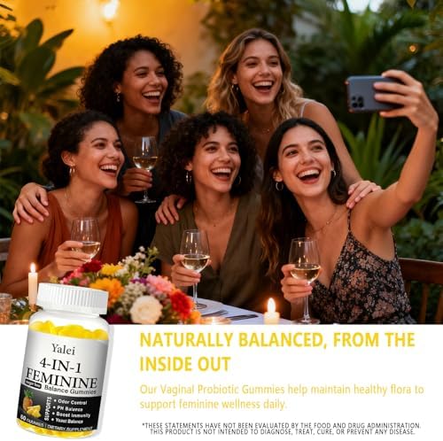 Yalei Gomas Premium 4 en 1 para el Balance Femenino y PH - Soporte Inmunológico y Olor Saludable - Veganas, No GMO - Piña Hawaiana, 60 piezas - imagen 7