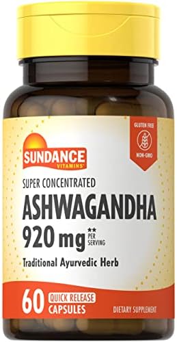 Sundance Ashwagandha | 60 Cápsulas | Suplemento Concentrado de Hierbas Ayurvédicas | Libre de Gluten y No OGM - imagen 1