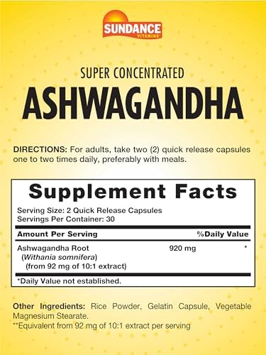 Sundance Ashwagandha | 60 Cápsulas | Suplemento Concentrado de Hierbas Ayurvédicas | Libre de Gluten y No OGM - imagen 2