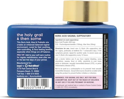 Loyal Boric Life Plus - Supositorios de Ácido Bórico con Aloe y FOS - Control de Olores y Alivio de Incomodidad - Mantiene Flora Intima - Hecho en - imagen 2
