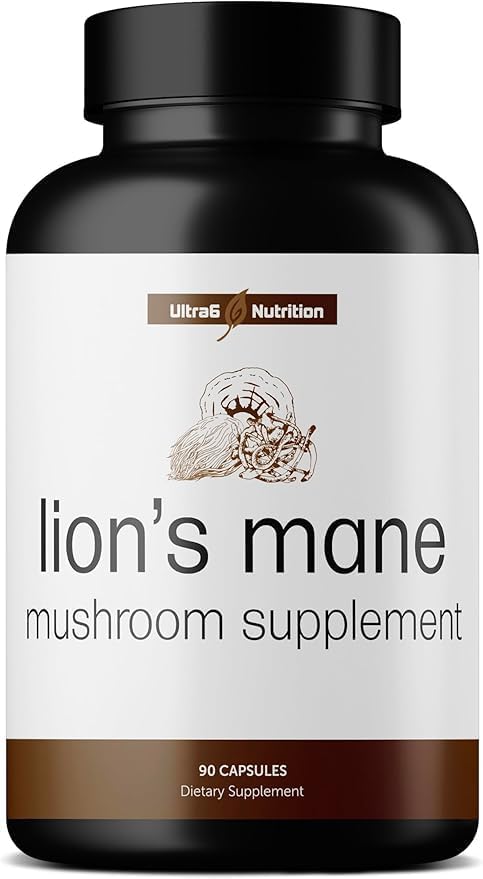 Cápsulas Orgánicas de Melena de León Ultra6 Nutrition - Suplemento con Reishi y Cordyceps para Salud Inmunológica y Cognitiva (90 Cápsulas Veganas) - imagen 1