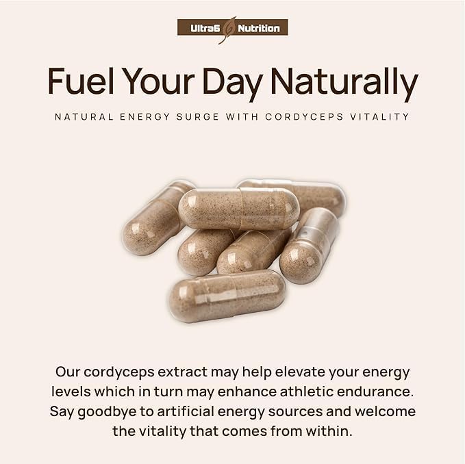 Cápsulas Orgánicas de Melena de León Ultra6 Nutrition - Suplemento con Reishi y Cordyceps para Salud Inmunológica y Cognitiva (90 Cápsulas Veganas) - imagen 3