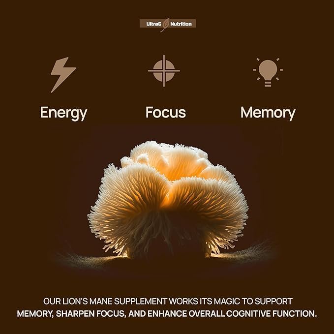 Cápsulas Orgánicas de Melena de León Ultra6 Nutrition - Suplemento con Reishi y Cordyceps para Salud Inmunológica y Cognitiva (90 Cápsulas Veganas) - imagen 5