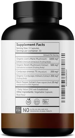 Cápsulas Orgánicas de Melena de León Ultra6 Nutrition - Suplemento con Reishi y Cordyceps para Salud Inmunológica y Cognitiva (90 Cápsulas Veganas) - imagen 7