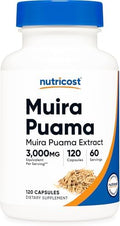 Extracto de Muira Puama Nutricost 120 Cápsulas - 60 Porciones, Vegano, Sin OGM, Sin Gluten, Ideal para Hombres y Mujeres - imagen 1