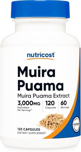 Extracto de Muira Puama Nutricost 120 Cápsulas - 60 Porciones, Vegano, Sin OGM, Sin Gluten, Ideal para Hombres y Mujeres - imagen 1