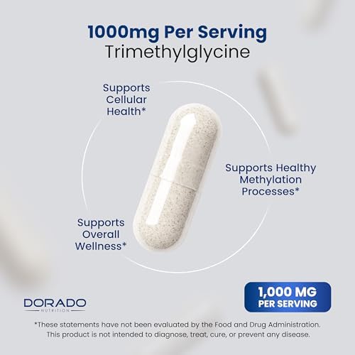 Suplemento de Trimetilglicina TMG 1,000mg por Porción (Suministro de 3 Meses) - Control de Homocisteína - Betaína Anhidra - Vegano, Tercera Parte - imagen 4