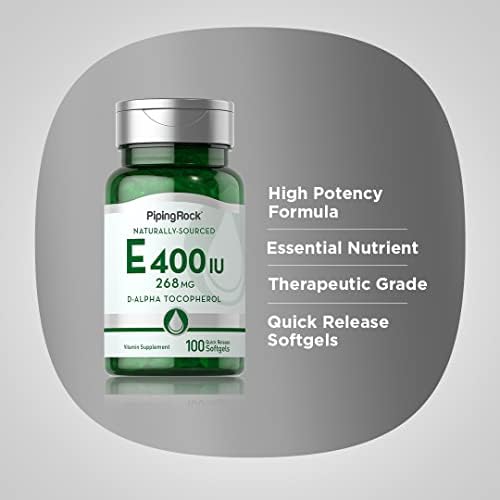 Cápsulas de Vitamina E 400 IU Piping Rock | 268mg | 100 Piezas | D-Alfa Tocoferol | Suplemento No GMO y Sin Gluten - imagen 4