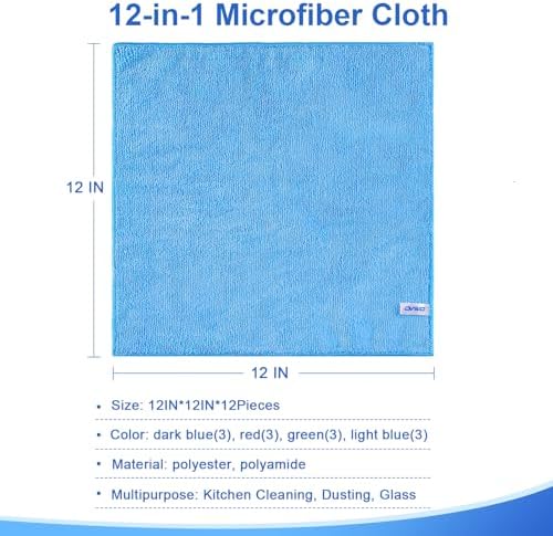 Toalla de Microfibra Premium Ovwo 12 Piezas, Absorbente y Perfecta para Cocina, Trapo para Platos y Limpieza del Hogar - imagen 2