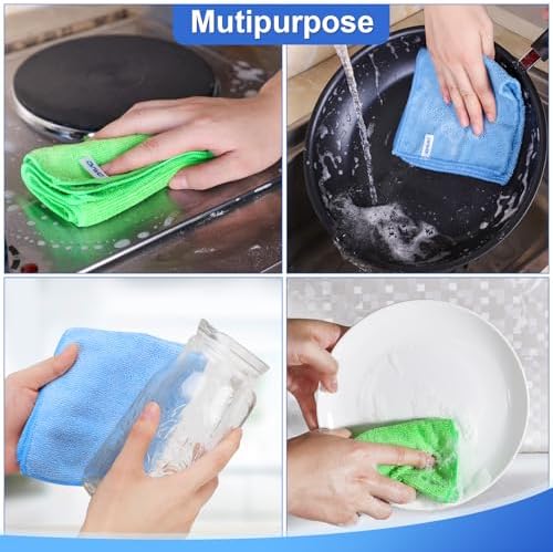 Toalla de Microfibra Premium Ovwo 12 Piezas, Absorbente y Perfecta para Cocina, Trapo para Platos y Limpieza del Hogar - imagen 6