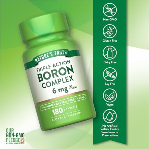 Suplemento Complejo de Boro de Acción Triple Nature's Truth | 6mg | 180 Cápsulas | Vegano, No Transgénico y Libre de Gluten - imagen 3