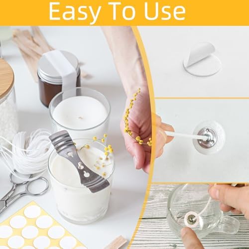 ZNBSIXP 400PCS Etiquetas Adhesivas para Mechas de Velas, Dots de Espuma Doble Cara Resistentes al Calor - Fijas en Cera Caliente para Kit de - imagen 3