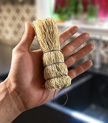 Set de 3 Escobetas de Fibra Natural para Limpiar Trastes, Molcajete con Ganchos, Cepillos Ecológicos para Cocina Amarillos - imagen 3