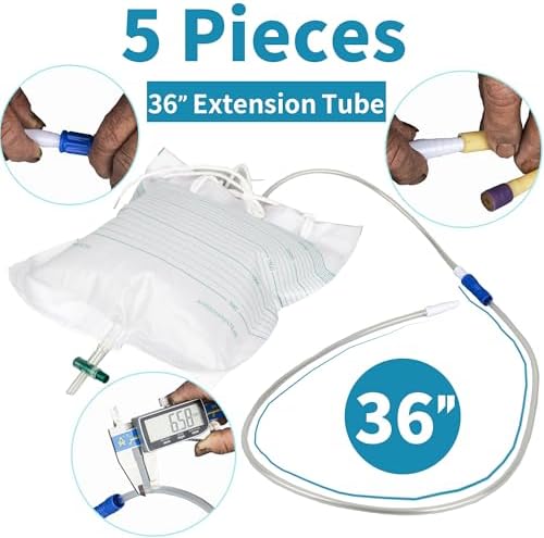 VWJ 5 Piezas de Tubo de Extensión para Bolsa de Drenaje Urinario, 36 Tubo Flexible para Catéter, Conector Universal para Sistema de Drenaje - imagen 3