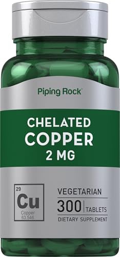 Suplemento de Cobre Quelado Piping Rock 2 mg | 300 Tabletas | Vegetariano, Sin OGM, Sin Gluten - imagen 1